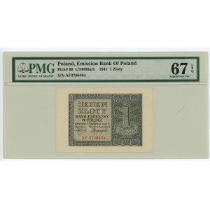 1 złoty 1941 - seria AF - PMG 67 EPQ - 2-ga max nota
