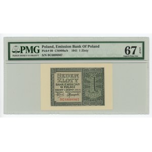 1 złoty 1941 - seria BC - PMG 67 EPQ - 2-ga max nota