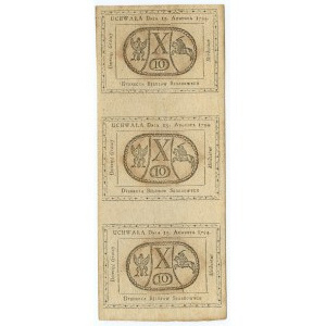 10 groszy miedziane 1794 - nierozcięte 3 banknoty - równowartość 1 złoty