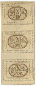 10 groszy miedziane 1794 - nierozcięte 3 banknoty - równowartość 1 złoty