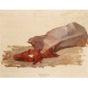 Henryk Rodakowski (1823-1894), Liegendes Pferd - Studie für die Schlacht von Chocim , um 1853-54