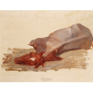 Henryk Rodakowski (1823-1894), Lying horse - study for the Battle of Chocim , ca. 1853-54