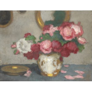 Alfons Karpinski (1875-1961), Bouquet of roses in a vase