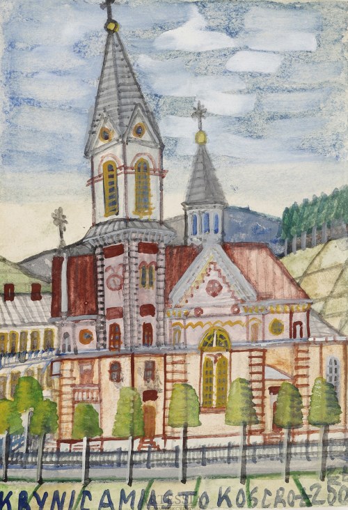 Nikifor Krynicki (1895-1968), Widok kościoła w Krynicy