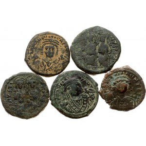 Byzantine Empire 40 Nummi ND (539-616) Lot of 5 coins