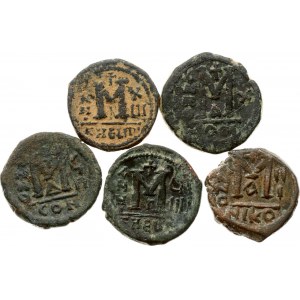 Byzantine Empire 40 Nummi ND (539-616) Lot of 5 coins