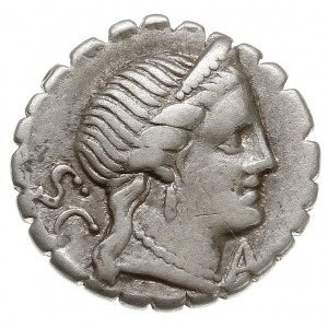 denar serratus 79 pne, Rzym, Aw: Głowa Wenus w prawo, z...