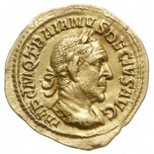 aureus 249-251, Rzym, Aw: Popiersie cesarza w prawo, IM...