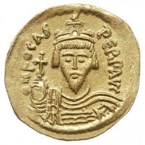 solidus 603 - 607, Konstantynopol, Aw: Popiersie cesarz...