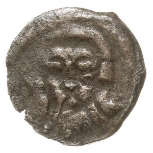 Koszalin, denar XV w., Aw: Głowa na wprost, Rw: Litera ...