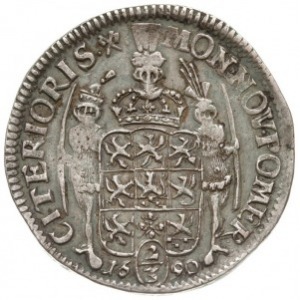 2/3 talara (gulden) 1690, Szczecin, odmiana napisu CARO...