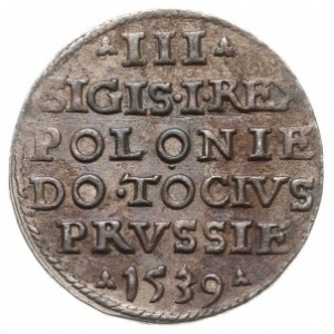 trojak 1539, Elbląg, Iger E.39.1.d (R2), delikatna paty...