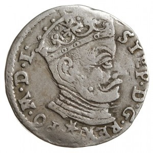 trojak 1581, Wilno, bardzo rzadki typ monety - z listki...