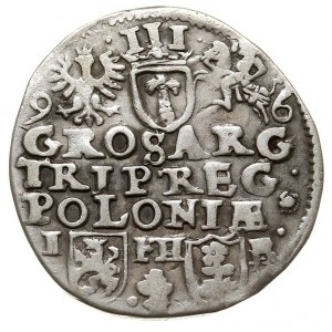 trojak 1596, Poznań, na awersie w napisie jako przerywn...