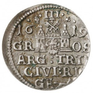 trojak 1619, Ryga, odmiana z małym popiersiem króla, Ig...