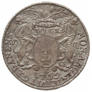 30 groszy (złotówka) 1762, Gdańsk, odmiana z dużym wień...