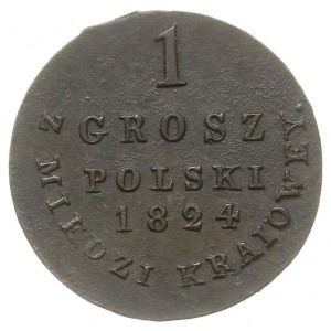 1 grosz polski z miedzi krajowej 1824, Warszawa, odmian...