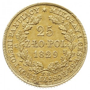 25 złotych 1829, Warszawa, pod wieńcem dębowym inicjały...