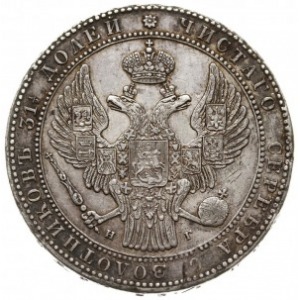 1 1/2 rubla = 10 złotych 1834 HГ, Petersburg, korona sz...