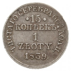 15 kopiejek = 1 złoty 1839, Warszawa, odmiana z kropką ...