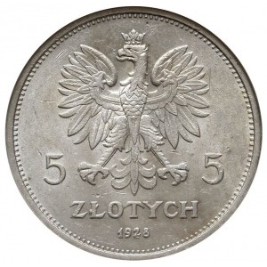 5 złotych 1928, Warszawa, “Nike”, Parchimowicz 114.a, m...