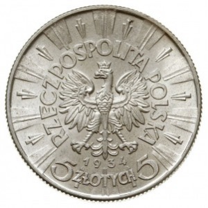 5 złotych 1934, Warszawa, Józef Piłsudski, Parchimowicz...