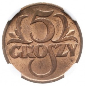 5 groszy 1937, Warszawa, Parchimowicz 103.i, moneta w p...