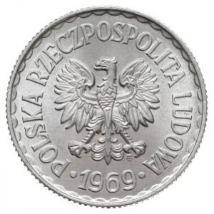 1 złoty 1969, Warszawa, Parchimowicz 213.f, aluminium, ...