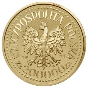 200.000 złotych 1991, Warszawa, PRÓBA Jan Paweł II, zło...