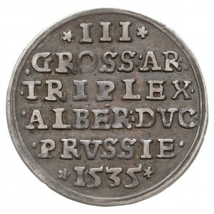 trojak 1535, Królewiec, odmiana z napisem PRVSS, Iger P...