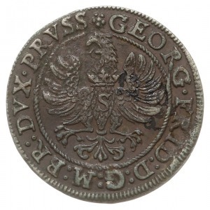 grosz 1586, Królewiec, pod popiersiem księcia znak Pawł...