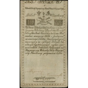 10 złotych polskich 8.06.1794, seria C, numeracja 34221...