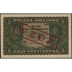5 marek polskich 23.08.1919, czerwony nadruk WZÓR, seri...