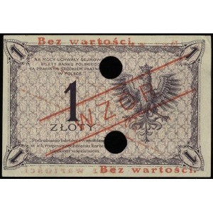 1 złoty 28.02.1919, czerwony nadruk Bez wartości / WZÓR...