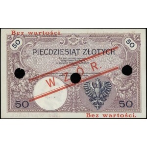 50 złotych 28.02.1919, czerwony nadruk Bez wartości / W...