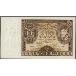 100 złotych 9.11.1934, seria AV, numeracja 6370953, dod...