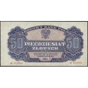 50 złotych 1944, w klauzuli OBOWIĄZKOWYM, seria АС, num...