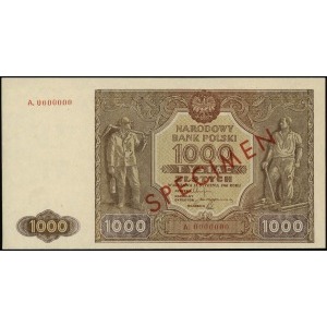 1.000 złotych 15.01.1946, czerwony ukośny nadruk SPECIM...