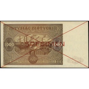 1.000 złotych 15.01.1946, czerwone dwukrotne przekreśle...