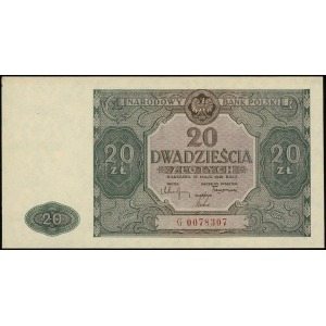 20 złotych 15.05.1946, seria G, numeracja 0078307, Luco...