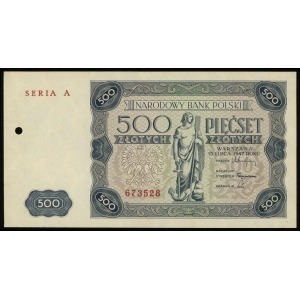 niedokończony druk 500 złotych 15.07.1947, seria A, num...