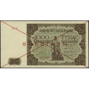 1.000 złotych 15.07.1947, czerwone dwukrotne przekreśle...