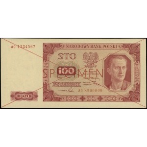100 złotych 1.07.1948, czerwone dwukrotne przekreślenie...