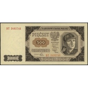 500 złotych 1.07.1948, seria BT, numeracja 34955746, Lu...
