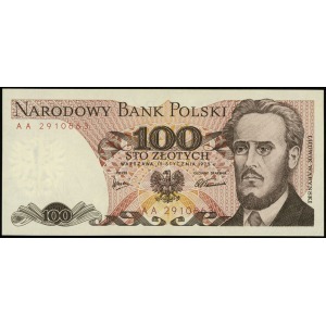 100 złotych 15.01.1975, seria AA, numeracja 2910663, Lu...