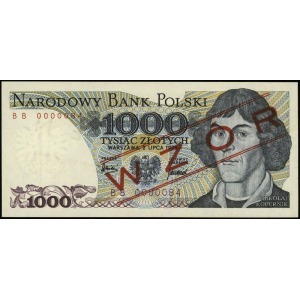 1.000 złotych 2.07.1975, czerwone ukośne WZÓR / SPEC...