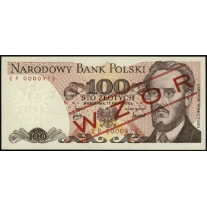 100 złotych 17.05.1976, czerwone ukośne WZÓR / SPECIMEN...