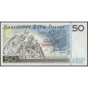 50 złotych, 16.10.2006, Jan Paweł II, ukośny nadruk WZÓ...