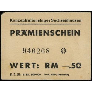 Konzentrationslager Sachsenhausen, bon 0.50 marki, nume...