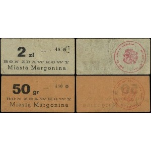 Margonin, Miasto, zestaw bonów: 50 groszy i 2 złote (19...